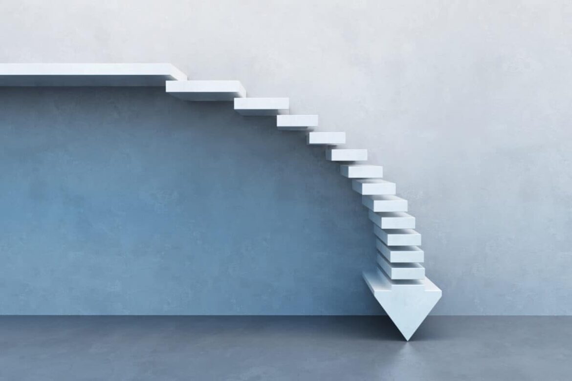 crisis concept, falling stairs